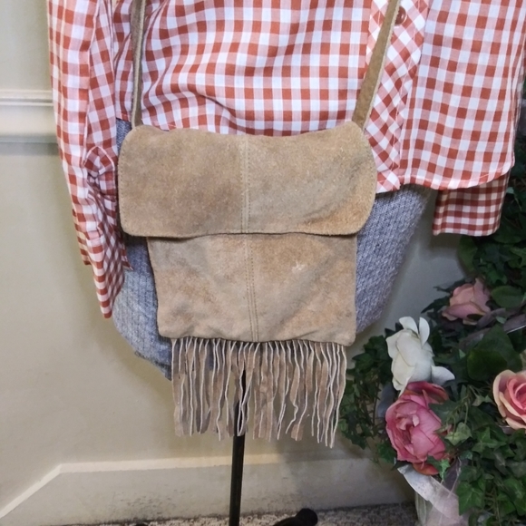 Boho/Western Brown Suede Fringed Mini Crossbody Purse - Picture 2 of 10